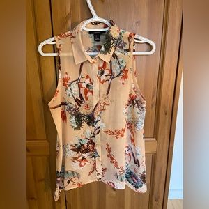 Forever21 Sleeveless sheet shirt tropical print SZ S